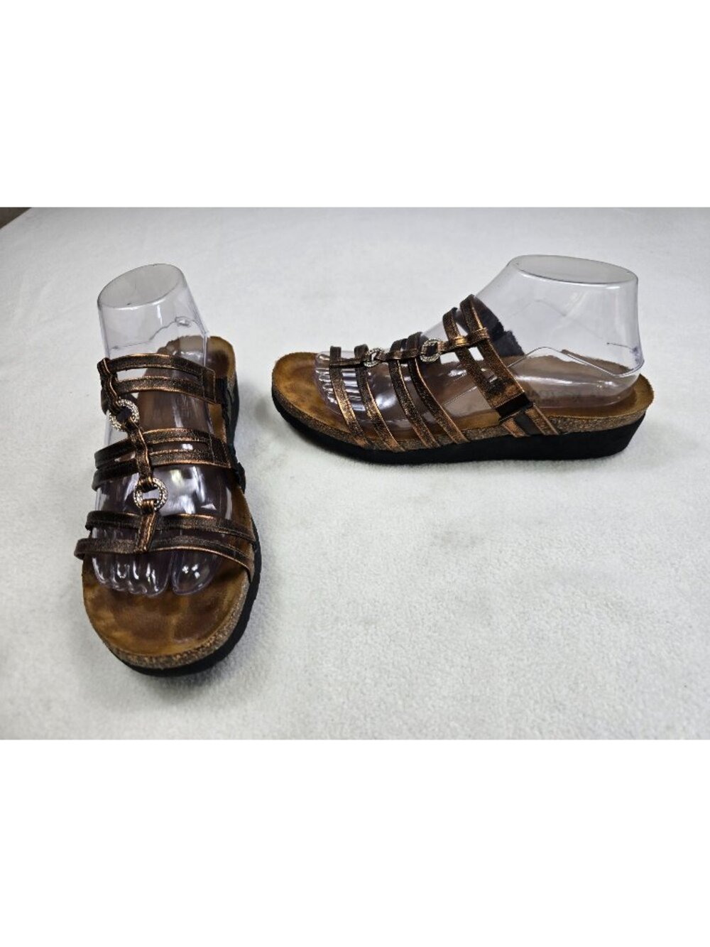 Naot Womens 41 Metallic Bronze Strappy Sandals